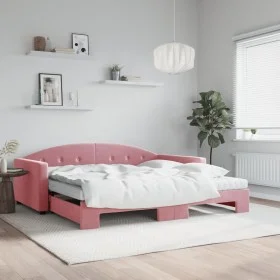 Sofá cama nido con colchón terciopelo rosa 100x200 cm de vidaXL, Camas y somieres - Ref: Foro24-3197335, Precio: 436,98 €, De...