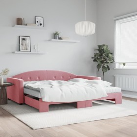 Sofá cama nido con colchón terciopelo rosa 100x200 cm de vidaXL, Camas y somieres - Ref: Foro24-3197335, Precio: 445,18 €, De...