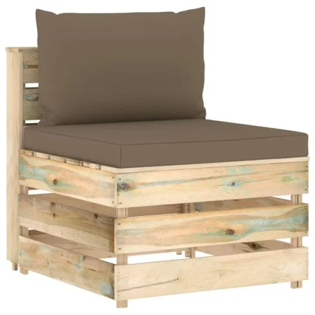 Ecksofa mit grau imprägnierten Holzkissen von vidaXL, Modulare Sofas für den Außenbereich - Ref: Foro24-3074515, Preis: 100,1...