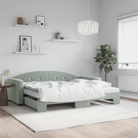 Sofá cama nido con colchón terciopelo gris claro 90x190 cm de vidaXL, Camas y somieres - Ref: Foro24-3197338, Precio: 414,67 ...