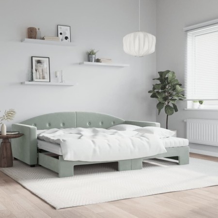 Sofá cama nido con colchón terciopelo gris claro 90x190 cm de vidaXL, Camas y somieres - Ref: Foro24-3197338, Precio: 414,67 ...