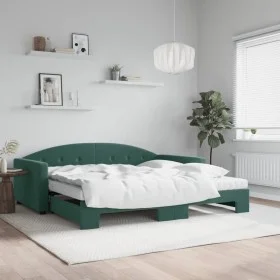 Sofá cama nido con colchón terciopelo verde oscuro 100x200 cm de vidaXL, Camas y somieres - Ref: Foro24-3197334, Precio: 429,...