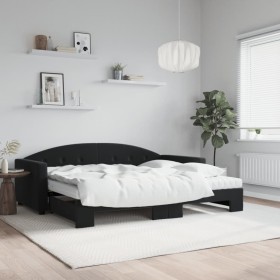 Sofá cama nido con colchón terciopelo negro 90x200 cm de vidaXL, Camas y somieres - Ref: Foro24-3197329, Precio: 428,19 €, De...