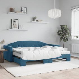 Sofá cama nido con colchón terciopelo azul 80x200 cm de vidaXL, Camas y somieres - Ref: Foro24-3197317, Precio: 437,00 €, Des...