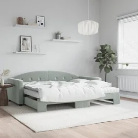 Sofá cama nido con colchón terciopelo gris claro 90x200 cm de vidaXL, Camas y somieres - Ref: Foro24-3197325, Precio: 448,17 ...