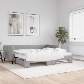 Sofá cama nido con colchón tela gris claro 90x200 cm de vidaXL, Camas y somieres - Ref: Foro24-3196596, Precio: 419,65 €, Des...