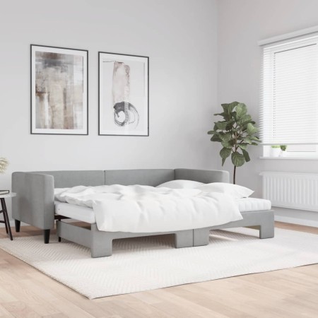 Sofá cama nido con colchón tela gris claro 90x200 cm de vidaXL, Camas y somieres - Ref: Foro24-3196596, Precio: 419,65 €, Des...