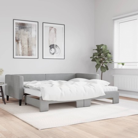 Sofá cama nido con colchón tela gris claro 90x190 cm de vidaXL, Camas y somieres - Ref: Foro24-3196606, Precio: 436,39 €, Des...