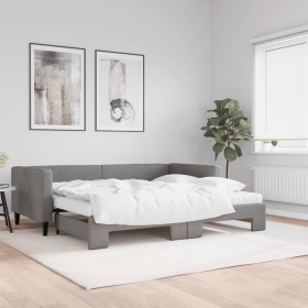 Sofá cama nido con colchón tela gris oscuro 90x200 cm de vidaXL, Camas y somieres - Ref: Foro24-3196597, Precio: 420,46 €, De...