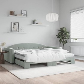 Sofá cama nido con colchón terciopelo gris claro 100x200 cm de vidaXL, Camas y somieres - Ref: Foro24-3197332, Precio: 438,48...