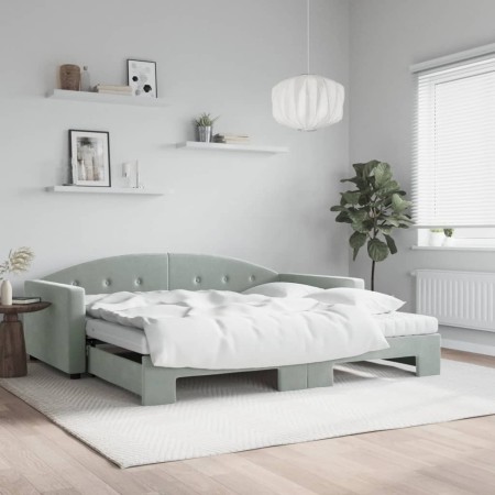 Sofá cama nido con colchón terciopelo gris claro 100x200 cm de vidaXL, Camas y somieres - Ref: Foro24-3197332, Precio: 438,48...