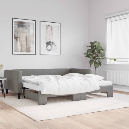 Sofá cama nido con colchón tela gris oscuro 100x200 cm de vidaXL, Camas y somieres - Ref: Foro24-3196602, Precio: 388,86 €, D...