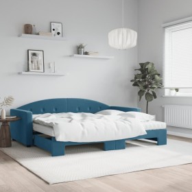 Sofá cama nido con colchón terciopelo azul 90x200 cm de vidaXL, Camas y somieres - Ref: Foro24-3197324, Precio: 442,23 €, Des...