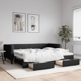 Sofá cama nido con cajones tela negro 90x200 cm de vidaXL, Camas y somieres - Ref: Foro24-3196616, Precio: 255,15 €, Descuent...