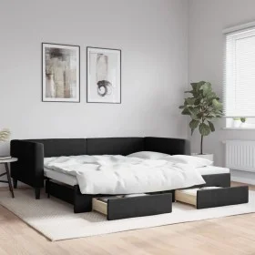 Sofá cama nido con cajones tela negro 100x200 cm de vidaXL, Camas y somieres - Ref: Foro24-3196621, Precio: 296,20 €, Descuen...