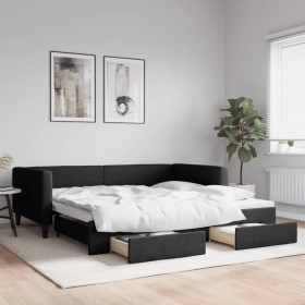 Sofá cama nido con cajones tela negro 100x200 cm de vidaXL, Camas y somieres - Ref: Foro24-3196621, Precio: 300,52 €, Descuen...