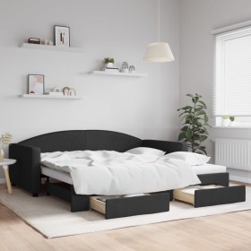 Sofá cama nido con cajones tela negro 100x200 cm de vidaXL, Camas y somieres - Ref: Foro24-3197231, Precio: 305,36 €, Descuen...