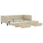 Trundle sofa bed with drawers cream fabric 100x200 cm by vidaXL, Beds and slatted bases - Ref: Foro24-3196623, Price: 291,90 ...