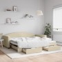Sofá cama nido con cajones tela color crema 100x200 cm de vidaXL, Camas y somieres - Ref: Foro24-3197233, Precio: 302,90 €, D...