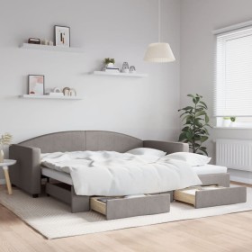 Sofá cama nido con cajones tela gris taupe 100x200 cm de vidaXL, Camas y somieres - Ref: Foro24-3197232, Precio: 306,51 €, De...