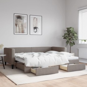 Sofá cama nido con cajones tela gris taupe 90x200 cm de vidaXL, Camas y somieres - Ref: Foro24-3196617, Precio: 288,08 €, Des...