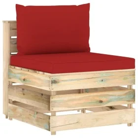 Ecksofa mit grau imprägnierten Holzkissen von vidaXL, Modulare Sofas für den Außenbereich - Ref: Foro24-3074513, Preis: 88,94...