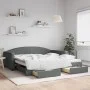 Trundle sofa bed with drawers dark gray fabric 100x200 cm by vidaXL, Beds and slatted bases - Ref: Foro24-3197230, Price: 299...