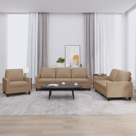 Juego de sofás con cojines 3 piezas cuero sintético capuchino en Sofás | Comprar online en Foru.es