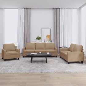 Juego de sofás con cojines 3 piezas cuero sintético capuchino en Sofás | Comprar online en Foru.es