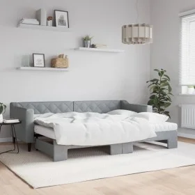 Sofá cama nido con colchón tela gris claro 80x200 cm de vidaXL, Camas y somieres - Ref: Foro24-3197439, Precio: 419,76 €, Des...