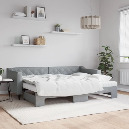 Sofá cama nido con colchón tela gris claro 80x200 cm de vidaXL, Camas y somieres - Ref: Foro24-3197439, Precio: 438,13 €, Des...