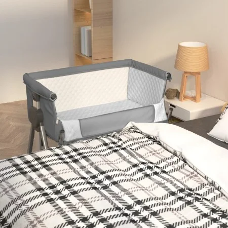 Cuna con colchón tela de lino gris oscuro de vidaXL, Cunas y camas para niños - Ref: Foro24-10290, Precio: 129,34 €, Descuent...