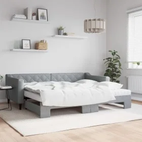 Sofá cama nido con colchón tela gris claro 90x200 cm de vidaXL, Camas y somieres - Ref: Foro24-3197444, Precio: 446,02 €, Des...
