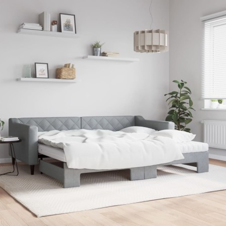 Sofá cama nido con colchón tela gris claro 90x200 cm de vidaXL, Camas y somieres - Ref: Foro24-3197444, Precio: 443,74 €, Des...