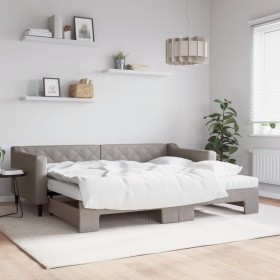 Sofá cama nido con colchón tela gris taupe 90x200 cm de vidaXL, Camas y somieres - Ref: Foro24-3197447, Precio: 442,76 €, Des...