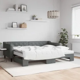 Trundle sofa bed with dark gray fabric mattress 90x200 cm by vidaXL, Beds and slatted bases - Ref: Foro24-3197445, Price: 448...