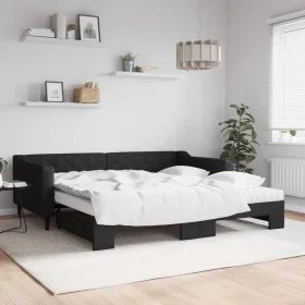 Sofá cama nido con colchón tela negro 100x200 cm de vidaXL, Camas y somieres - Ref: Foro24-3197451, Precio: 423,04 €, Descuen...