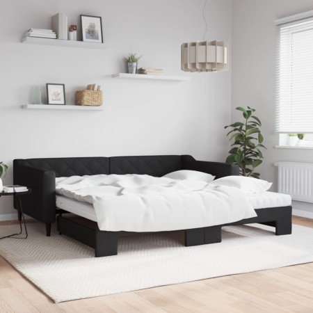 Sofá cama nido con colchón tela negro 100x200 cm de vidaXL, Camas y somieres - Ref: Foro24-3197451, Precio: 435,94 €, Descuen...