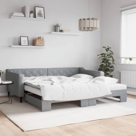 Sofá cama nido con colchón tela gris claro 100x200 cm de vidaXL, Camas y somieres - Ref: Foro24-3197449, Precio: 435,66 €, De...