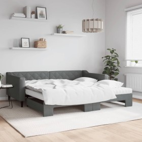 Sofá cama nido con colchón tela gris oscuro 100x200 cm de vidaXL, Camas y somieres - Ref: Foro24-3197450, Precio: 431,11 €, D...