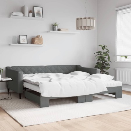 Sofá cama nido con colchón tela gris oscuro 100x200 cm de vidaXL, Camas y somieres - Ref: Foro24-3197450, Precio: 431,11 €, D...
