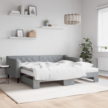 Sofá cama nido con colchón tela gris claro 90x190 cm de vidaXL, Camas y somieres - Ref: Foro24-3197454, Precio: 411,47 €, Des...