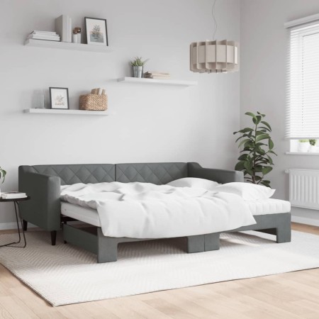 Sofá cama nido con colchón tela gris oscuro 90x190 cm de vidaXL, Camas y somieres - Ref: Foro24-3197455, Precio: 421,95 €, De...