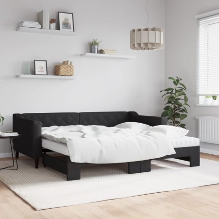 Sofá cama nido con colchón tela negro 90x190 cm de vidaXL, Camas y somieres - Ref: Foro24-3197456, Precio: 410,59 €, Descuent...