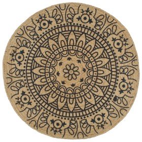 Alfombra de yute tejida a mano estampado azul oscuro 90 cm en Alfombras | Comprar online en Foru.es