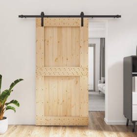 Puerta corredera con herrajes madera maciza de pino 100x210 cm de vidaXL, Puertas - Ref: Foro24-3202997, Precio: 209,75 €, De...