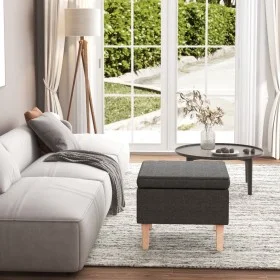 Taburete con patas de madera tapizado tejido gris oscuro de vidaXL, Taburetes y sillas plegables - Ref: Foro24-329426, Precio...