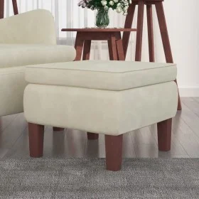 Taburete con patas de madera terciopelo crema de vidaXL, Taburetes y sillas plegables - Ref: Foro24-329466, Precio: 80,88 €, ...