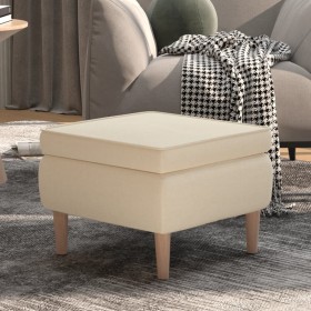 Taburete con patas de madera tapizado tejido crema de vidaXL, Taburetes y sillas plegables - Ref: Foro24-329455, Precio: 67,0...