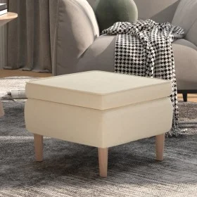 Taburete con patas de madera tapizado tejido crema de vidaXL, Taburetes y sillas plegables - Ref: Foro24-329455, Precio: 75,3...